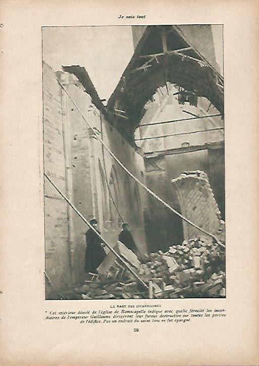 LAMINA 11943: Interior bombardeado de la iglesia de Ramscapelle