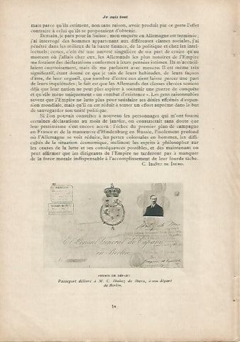 LAMINA 11978: Pasaporte de M. C. Ibañez de Ibero consul de España en Berlin