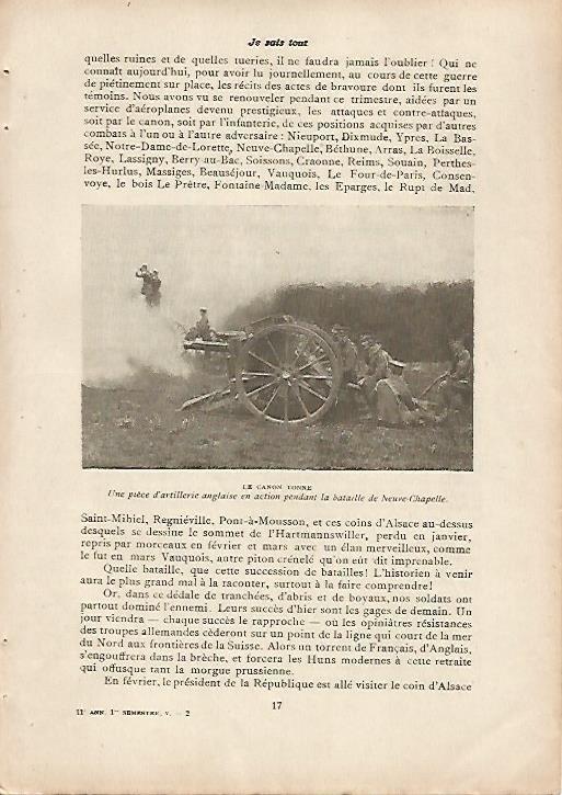 LAMINA 11980: Batalla de Neuve Chapelle