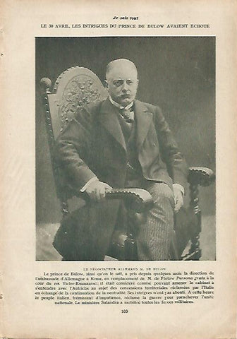 LAMINA 12024: El negociador aleman M. de Bulow