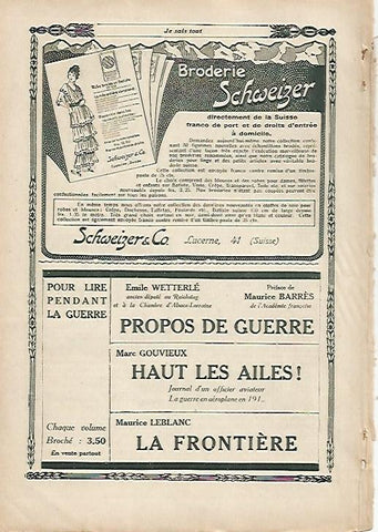LAMINA 12025: Publicidad del libro Propos de Guerre