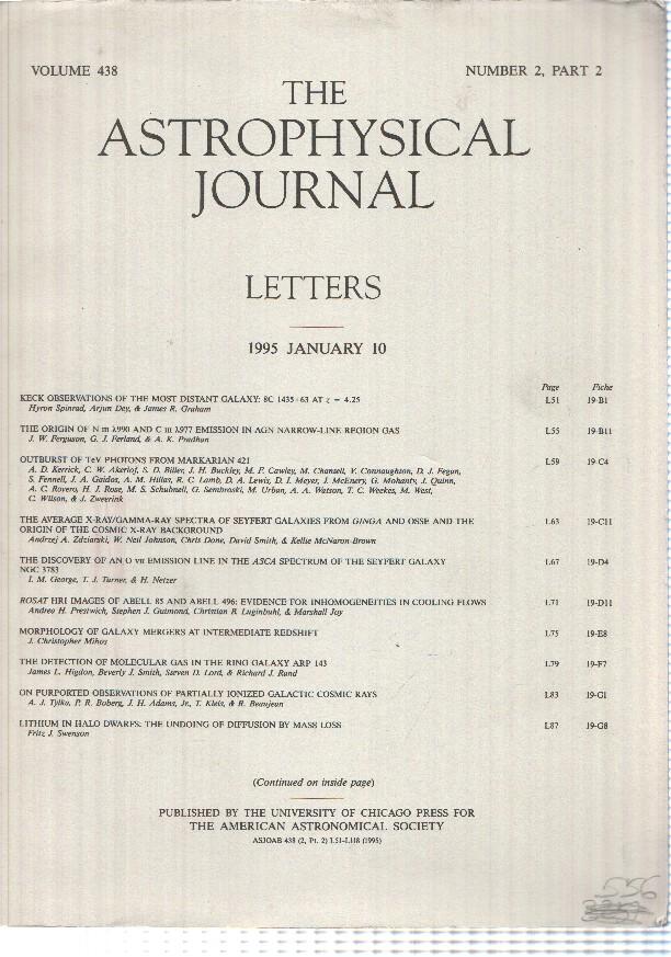 revista cientifica: vol 438 The Astrophysical Journal, num 2 part 2 (1995)
