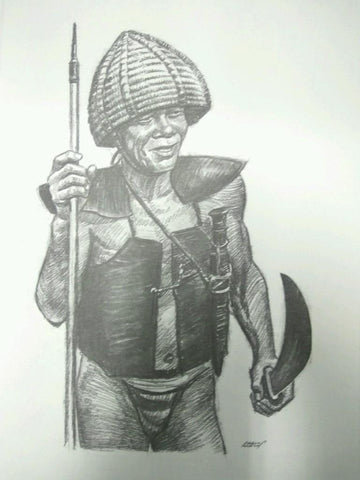 Laminas Carlos Freixas: Tipos exoticos II 04: HOMBRE ASIATICO CON MACHETE  (Serie Estudios 16)