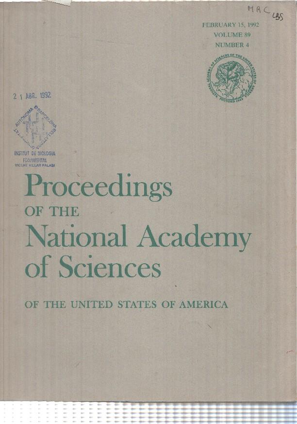 revista cientifica: vol 89 num 4 (feb 1992) Proceedings of the National Academy of Sciences of USA
