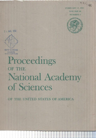 revista cientifica: vol 89 num 4 (feb 1992) Proceedings of the National Academy of Sciences of USA