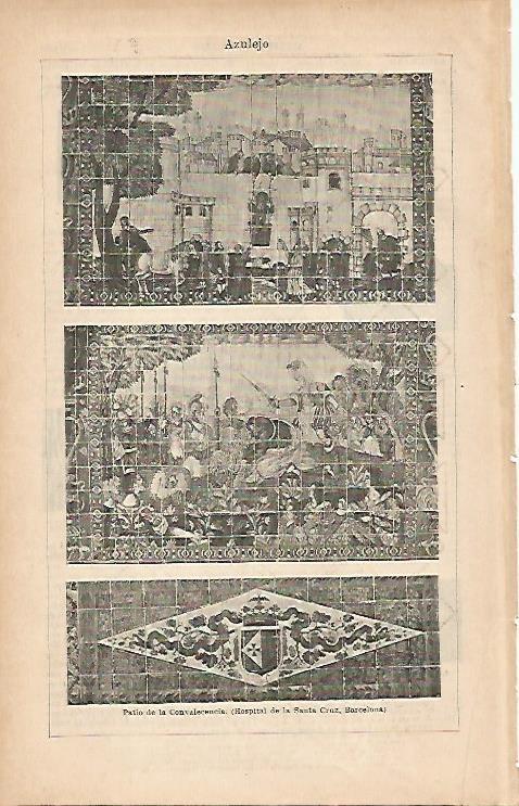 LAMINA ESPASA 7196: Azulejo del Patio de la Convalecencia del Hospital de Sant Pau Barcelona