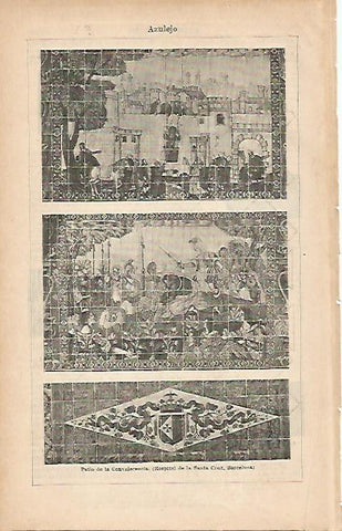LAMINA ESPASA 7196: Azulejo del Patio de la Convalecencia del Hospital de Sant Pau Barcelona
