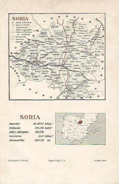 LAMINA ESPASA 7323: Mapa de la provincia de Soria