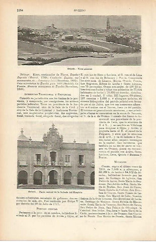 LAMINA ESPASA 7757: Vista general de Oviedo