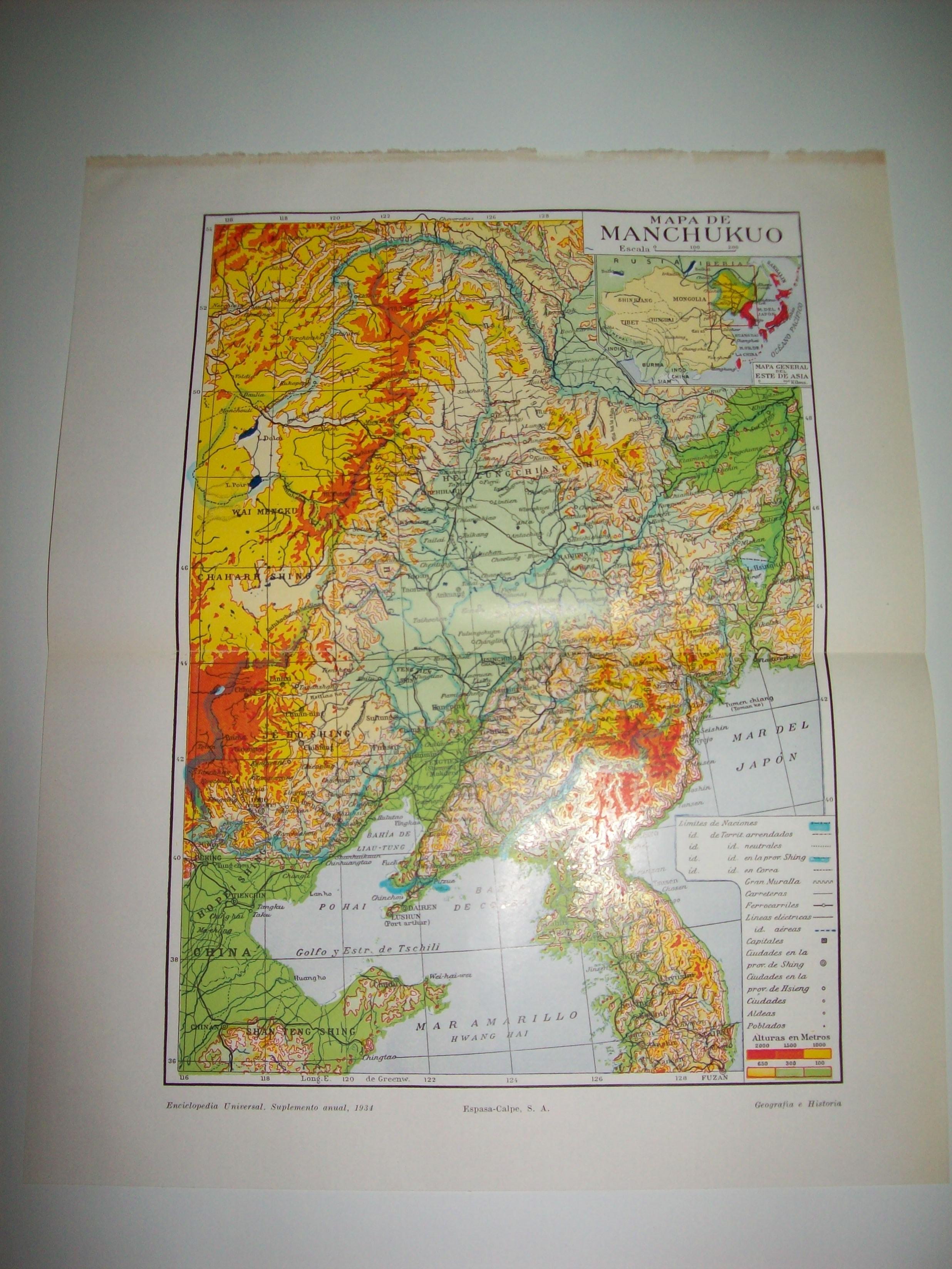 LAMINA ESPASA 7802: Mapa de Manchukuo China
