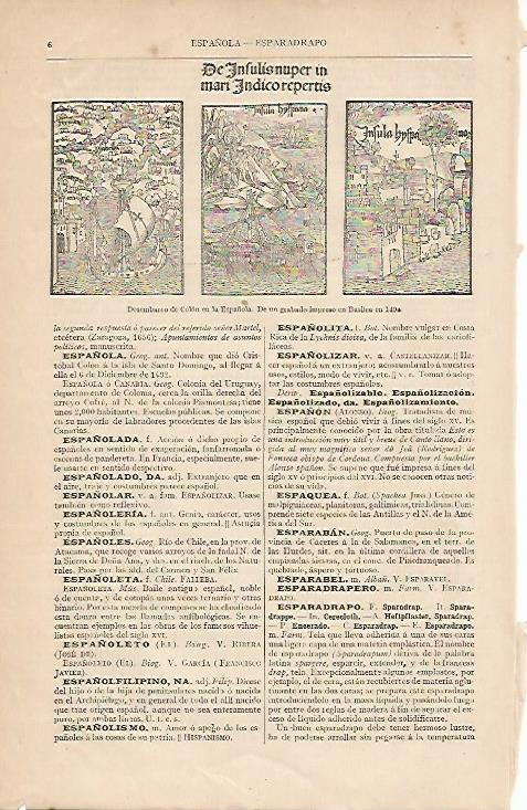 LAMINA ESPASA 7829: Grabado de Basilea de 1494: desembarco de Colon en La Española