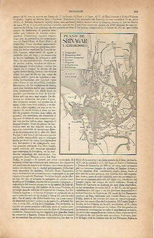 LAMINA ESPASA 7423: Plano de Srinagar y alrededores India