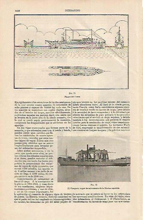 LAMINA ESPASA 7357: Planos del submarino Ceara
