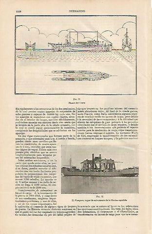 LAMINA ESPASA 7357: Planos del submarino Ceara