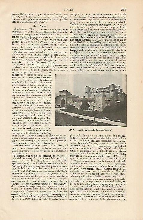 LAMINA ESPASA 7282: Castillo de Civitella Ranieri en Umbria Italia