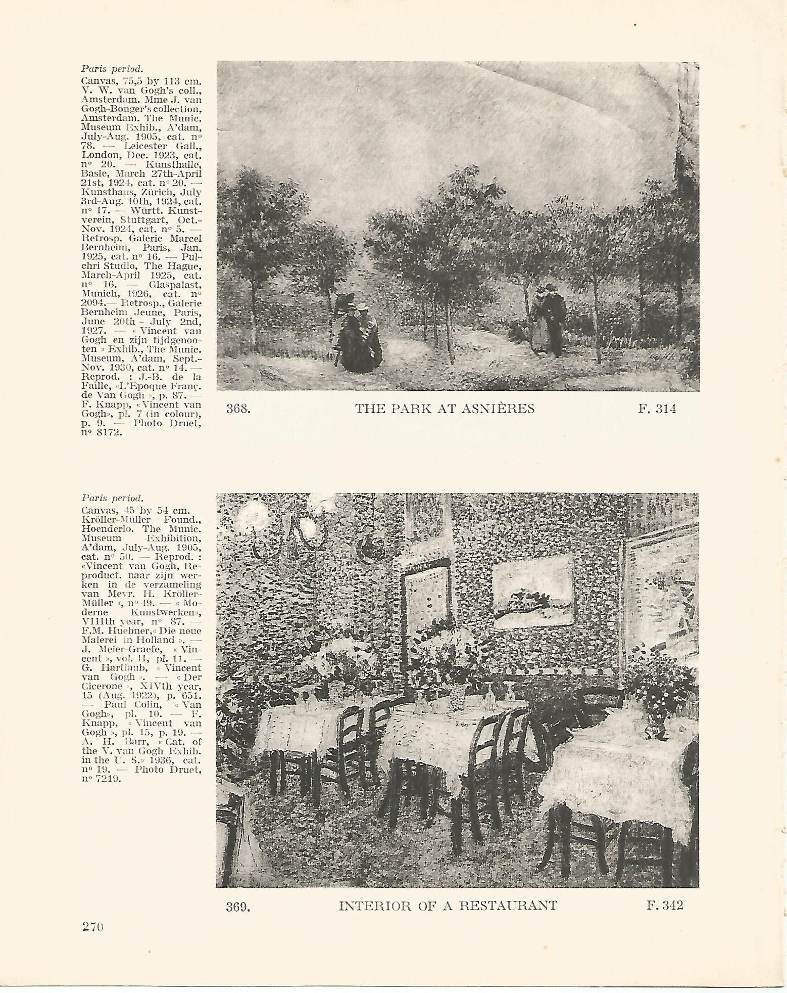 LAMINA 1325: VAN GOGH. The Park at Asnieres. Interior of a Restaurant