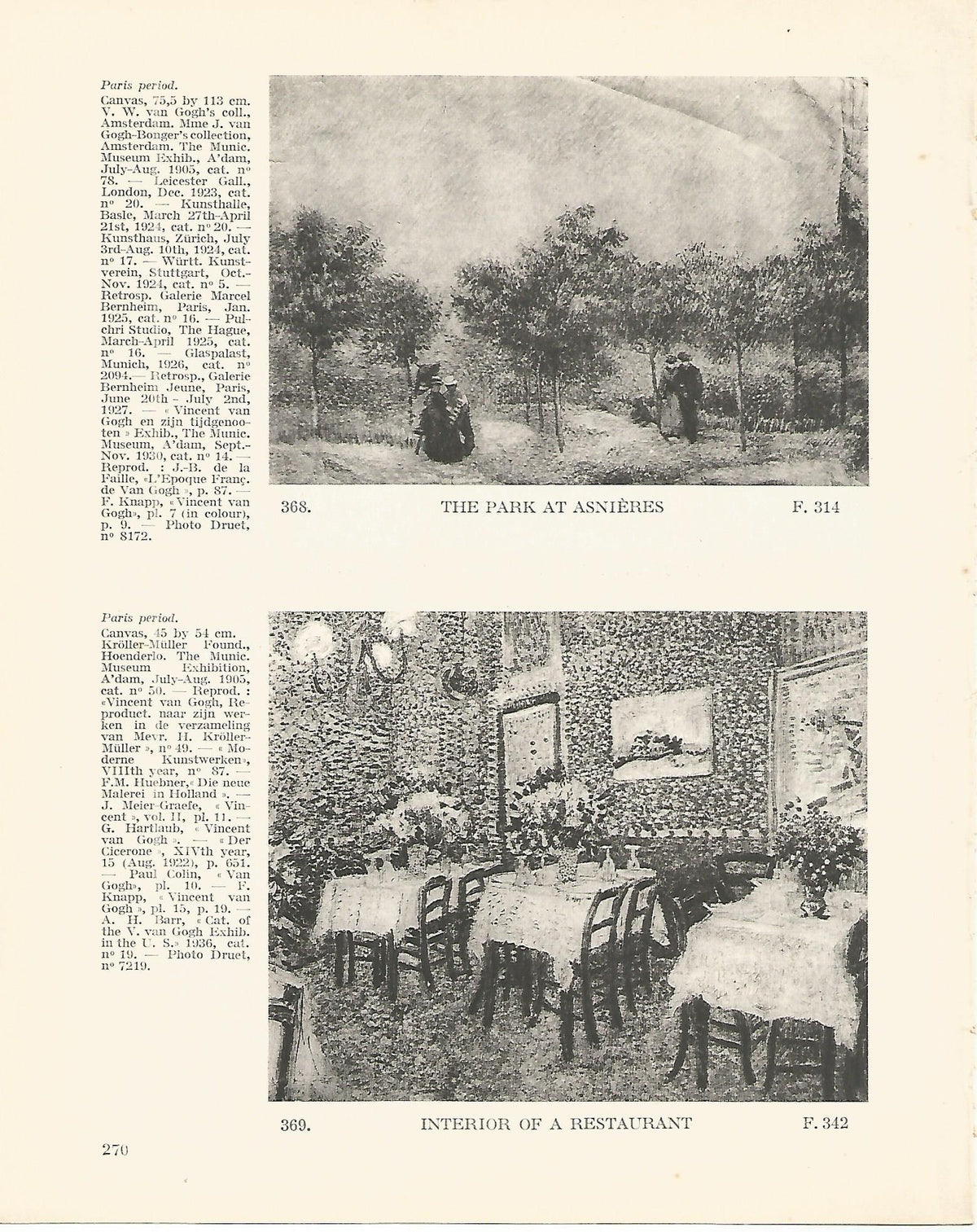 LAMINA 1325: VAN GOGH. The Park at Asnieres. Interior of a Restaurant