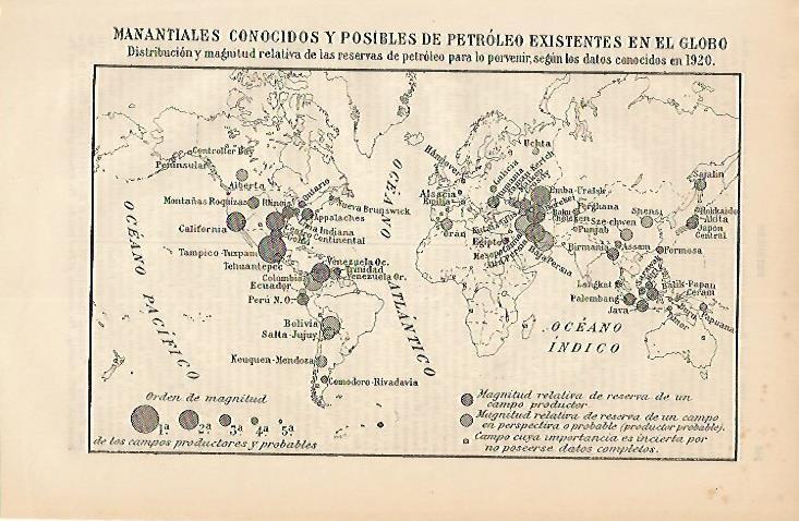 LAMINA DE ESPASA 214: Manantiales conocidos de petroleo