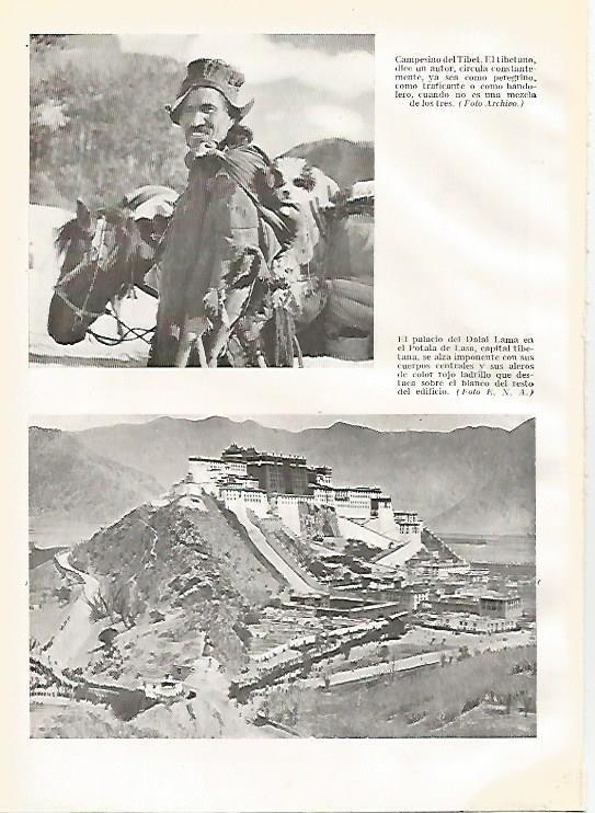 LAMINA GEOGRAFIA 0051: Campesiono del Tibet y Palacio del Dalai Lama