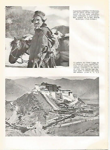 LAMINA GEOGRAFIA 0051: Campesiono del Tibet y Palacio del Dalai Lama