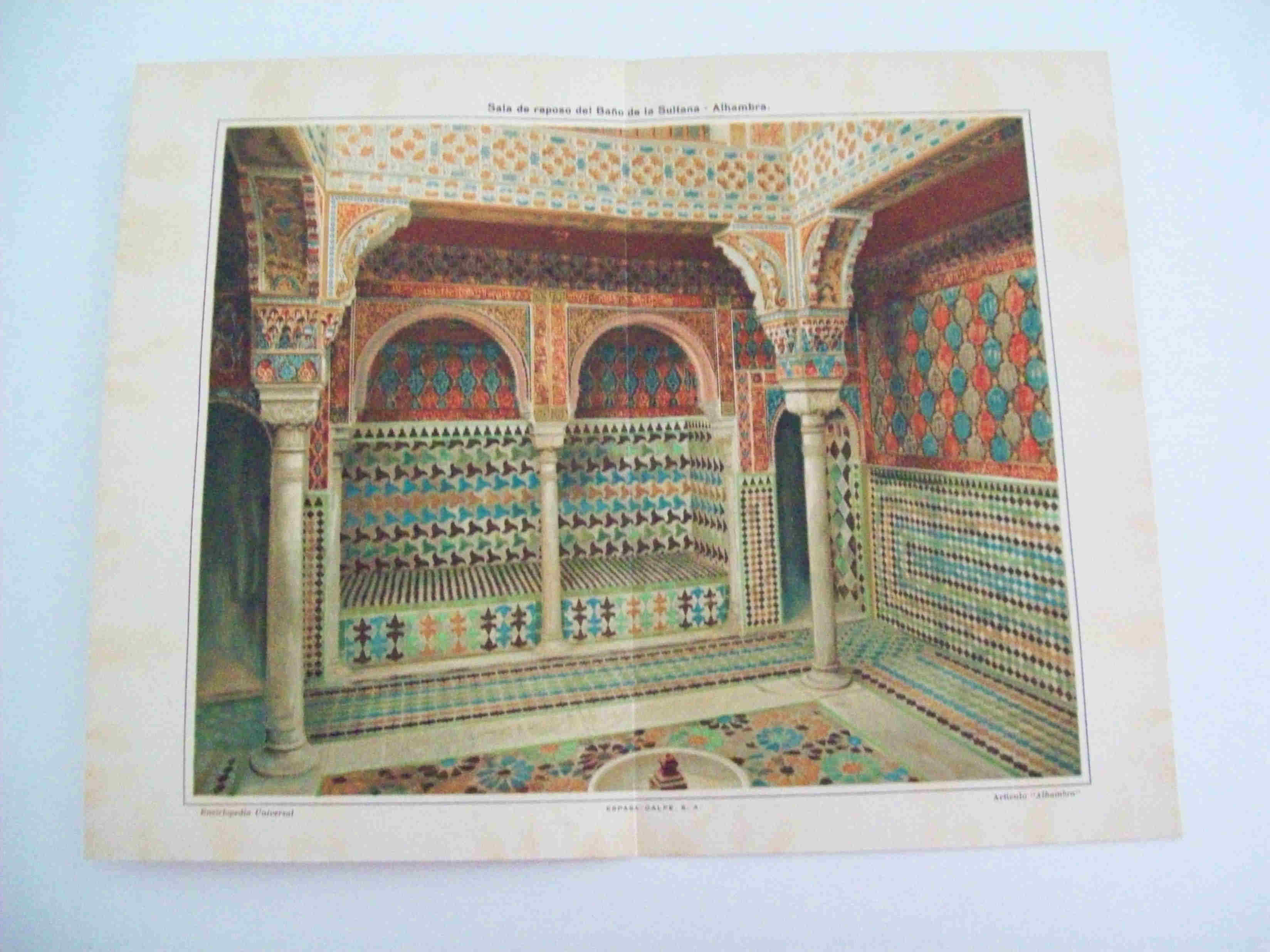 LAMINA ESPASA 11217: Sala de reposo del Baño de la Sultana en la Alhambra