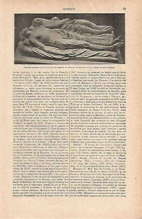 LAMINA ESPASA 18775: Estatua de Enrique II y Catalina de Medicis
