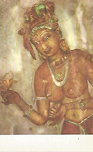 LAMINA 1538: Figura femenina saliendo de una nube. Fresco de la Peña de Sigiri. SigloV