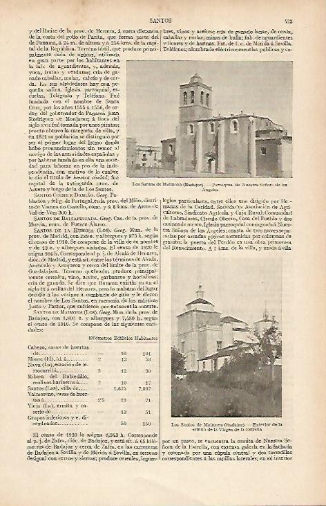 LAMINA ESPASA 19502: Los Santos de Maimona Badajoz