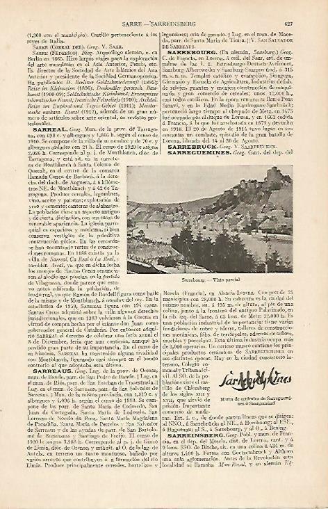 LAMINA ESPASA 19552: Vista de Sarrebourg Alemania