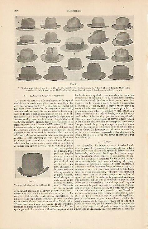 LAMINA ESPASA 7520: Tipos de sombrero para caballeros
