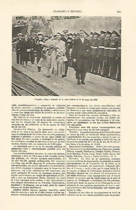 LAMINA ESPASA 22109: Llegada a Nueva Zelanda de Isabel II
