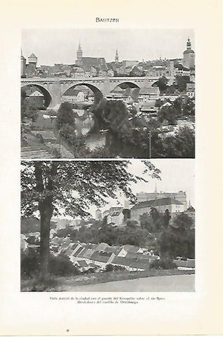 LAMINA SALVAT 80519: Puente de Bautzen y Castillo de Ortenburg