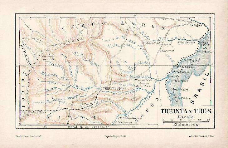 LAMINA ESPASA 836: Mapa de Treinta y Tres Uruguay