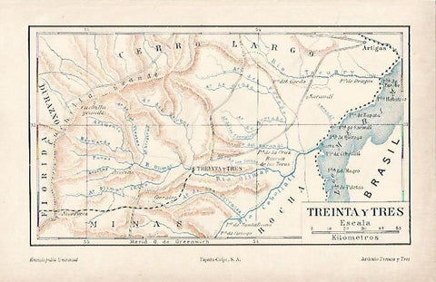 LAMINA ESPASA 836: Mapa de Treinta y Tres Uruguay
