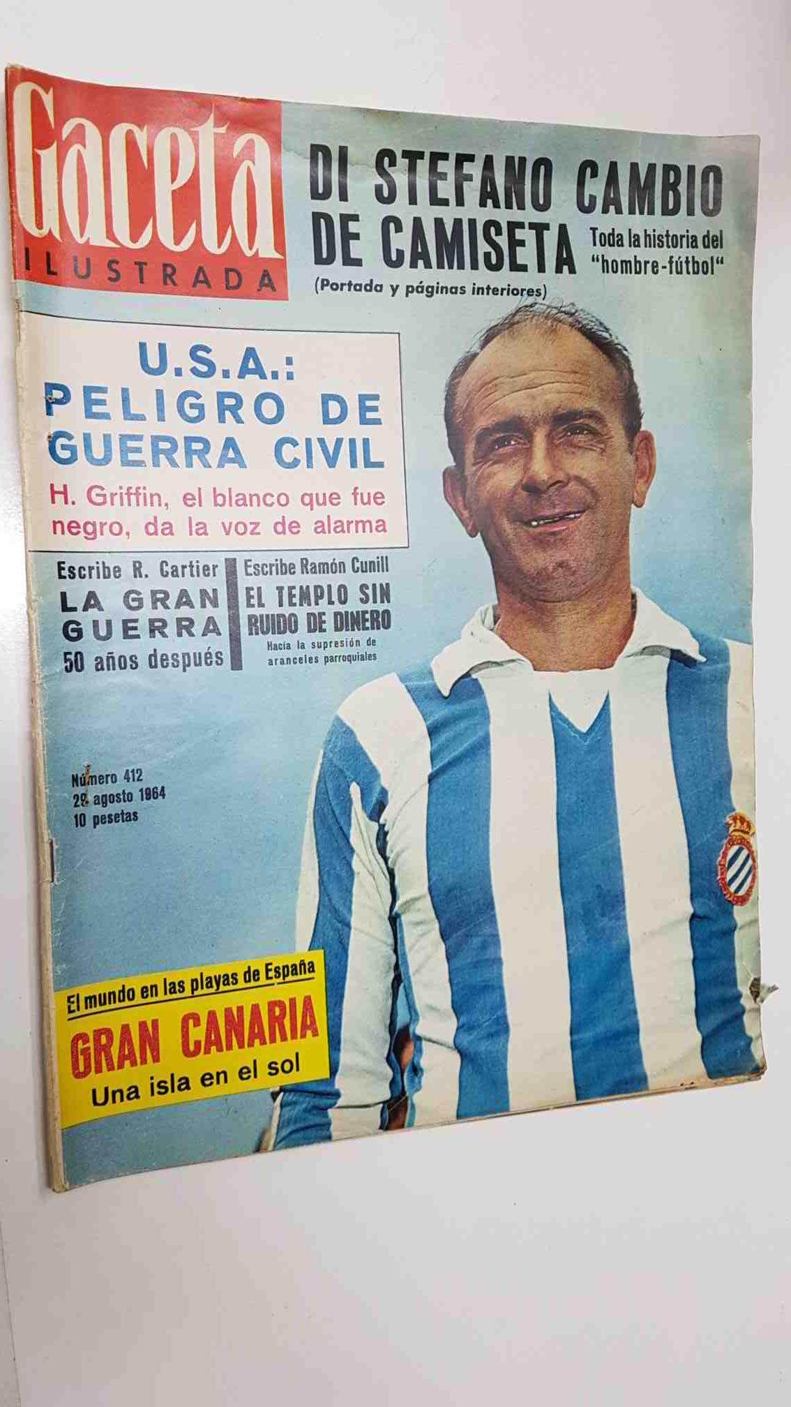Revista Gaceta Ilustrada: num 412, (29-8-64): Di Stefano cambio la camiseta, Gran Canaria una isla en el sol. USA peligro de Guerra Civil