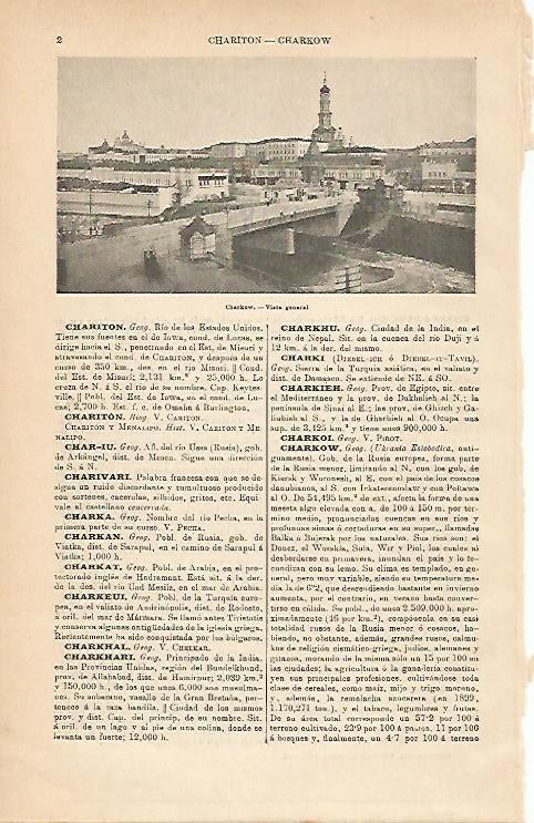 LAMINA ESPASA 1895: Vista general de Charkow Rusia