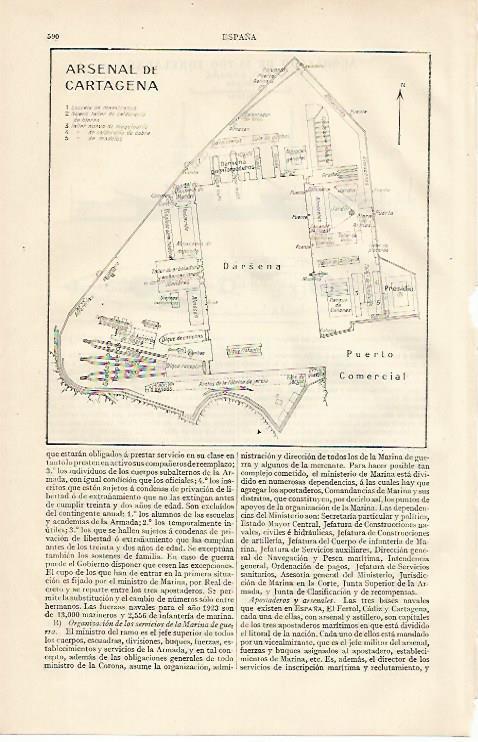 LAMINA ESPASA 10200: Plano del Arsenal de Cartagena