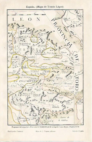 LAMINA ESPASA 10333: Fragmento del Mapa de Valladolid por Tomas Lopez en 1779