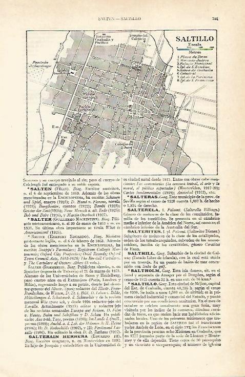 LAMINA ESPASA 14059: Plano de Saltillo Mejico