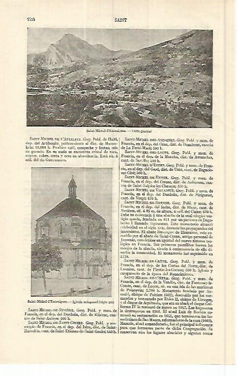 LAMINA ESPASA 17206: Vista e iglesia de Saint Michel d Entraigues