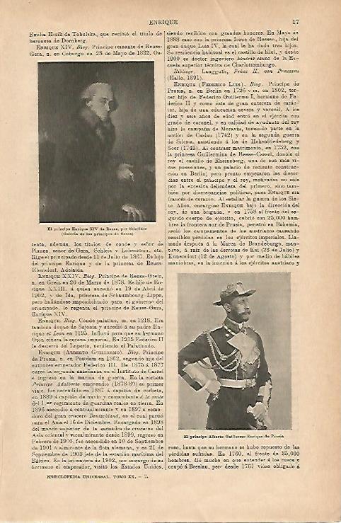 LAMINA ESPASA 18769: Enrique XIV de Reuss y el principe Alberto de Prusia