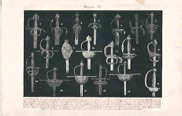 LAMINA ESPASA 18998: Tipos de espada españolas y alemana
