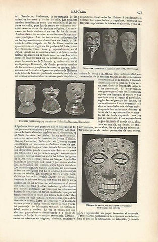 LAMINA ESPASA 1149: Mascaras japonesas y mascara azteca