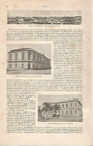 LAMINA ESPASA 19400: Vista de Santa Fe Argentina