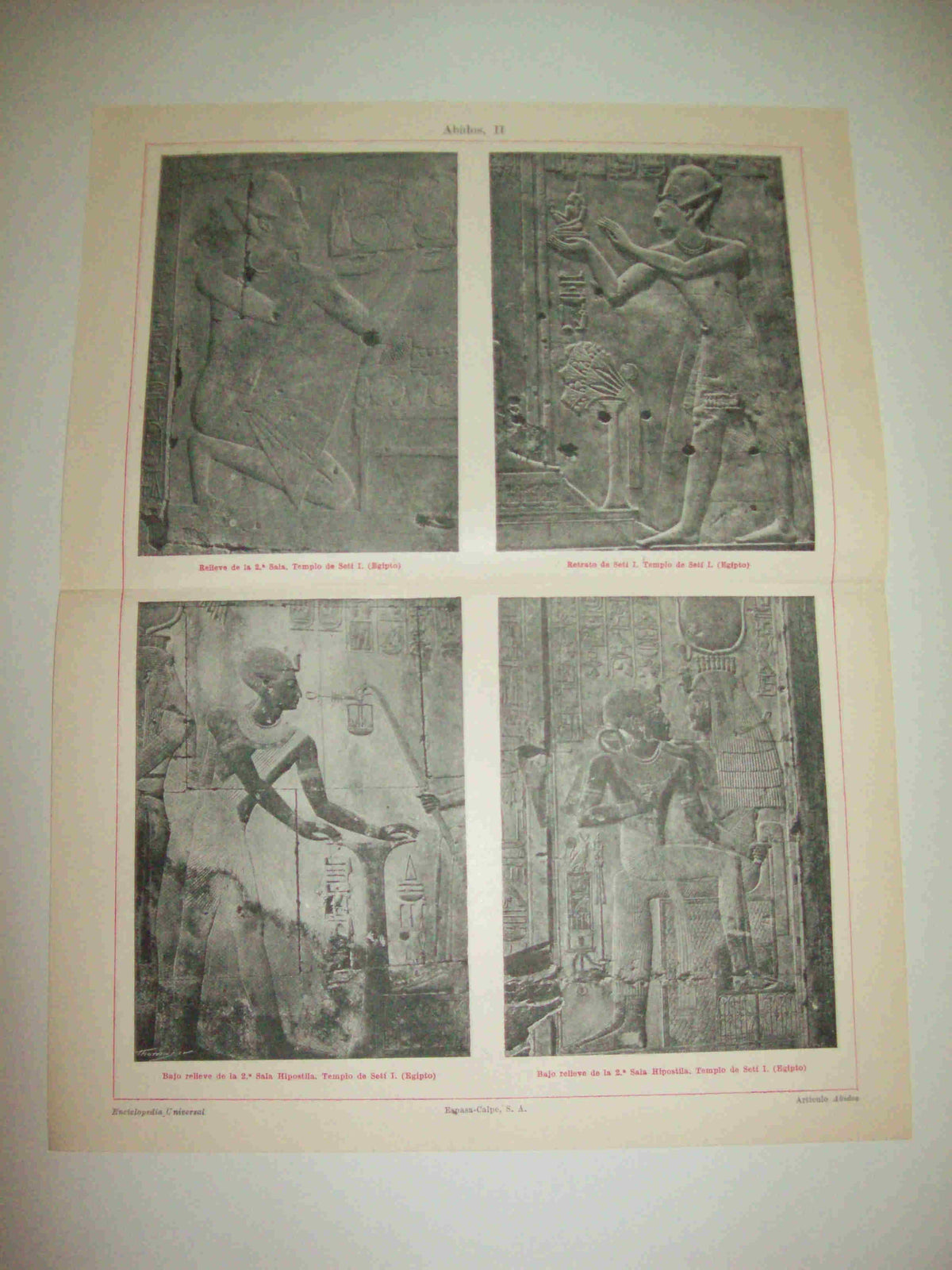 LAMINA ESPASA 13156: Relieves en el Templo de Seti I en Abidos Egipto