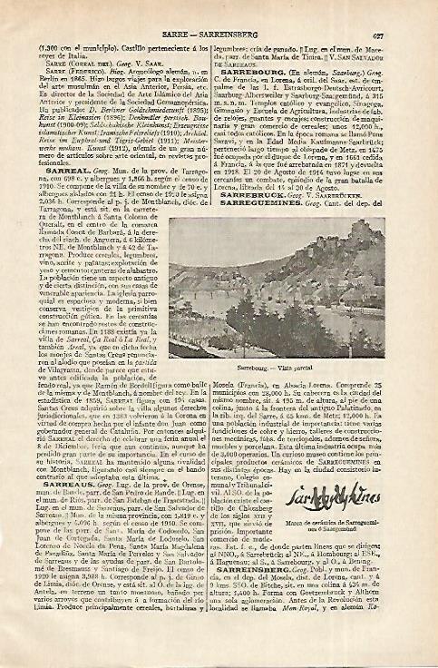 LAMINA ESPASA 12380: Vista parcial de Sarrebourg Francia