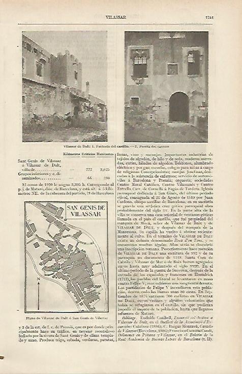 LAMINA DE ESPASA 316: Vistas de Vilassar Barcelona