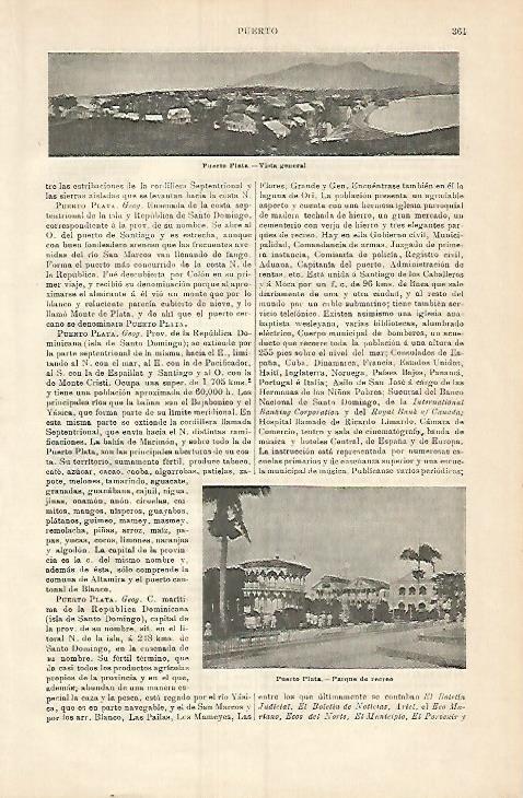 LAMINA ESPASA 3757: Vista general de Puerto Plata Republica Dominicana