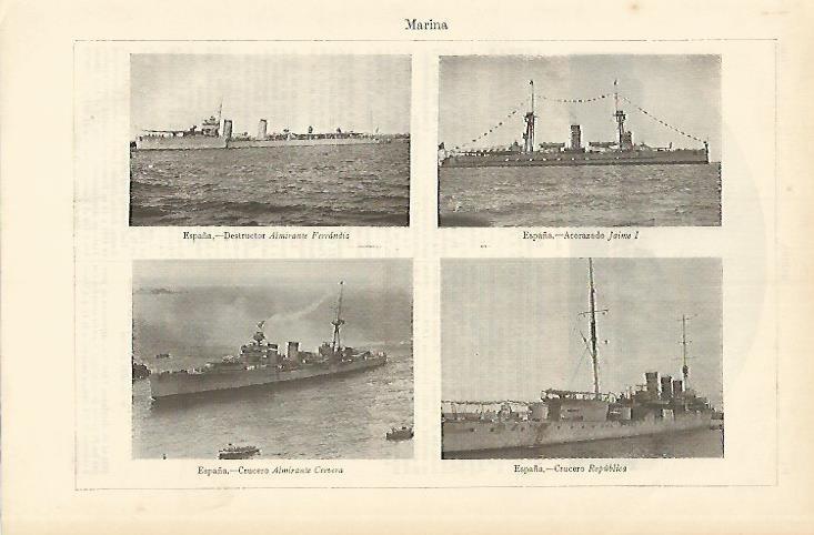 LAMINA DE ESPASA 364: Barcos de la Marina Española