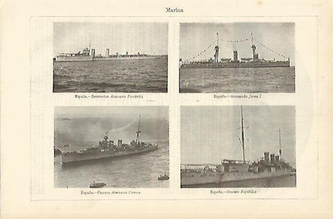 LAMINA DE ESPASA 364: Barcos de la Marina Española